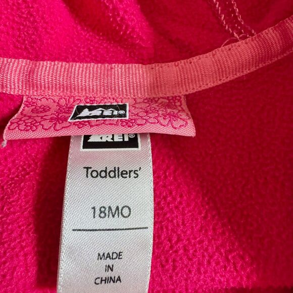 REI Pink Fleece Owl Embroidery Zip Hoodie Jacket Kids 18MO Lightweight Outdoors - Picture 3 of 9